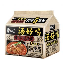 白象 汤好喝 辣牛肉汤面 五连包 480g