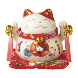 JADE TEMPLE  招财猫存钱罐 陶瓷桌面摆件 白色旺健康 新年礼物